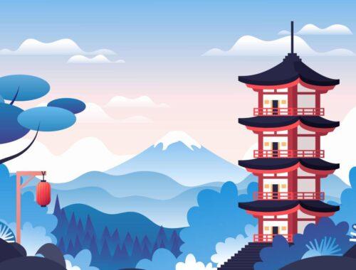 Obrazek z wieżą z Japonii - ilustracyjny do artykułu dlaczego warto czytać mangi